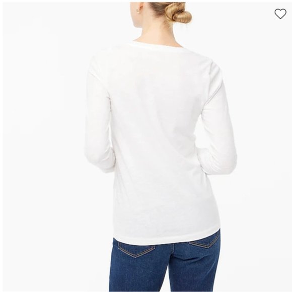 NWT J. Crew White Long-Sleeve Vintage Slub Cotton V-Neck Tee - Picture 6 of 10